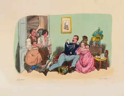 Mars och Venus överraskas av Vulcanus av J. J. Grandville