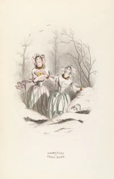 Primevere et Perce Neige av J. J. Grandville
