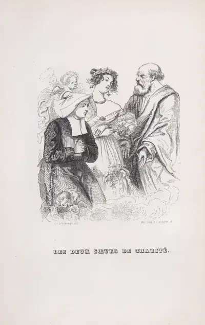 De två barmhärtighetssystrarna av J. J. Grandville