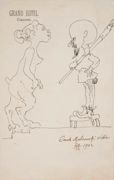 A caricature of Jacek Malczewski with a fauna von Jacek Malczewski