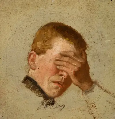 Boy covering his eyes von Jacek Malczewski
