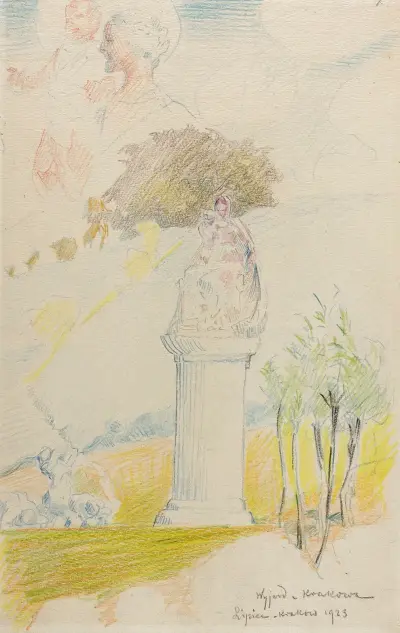 Figure of the Mother of God, adored by fauns von Jacek Malczewski