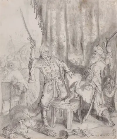 Herr Brzezan i strid med en tatar – illustration till "Jan Bielecki" av Juliusz Słowacki av Jacek Malczewski