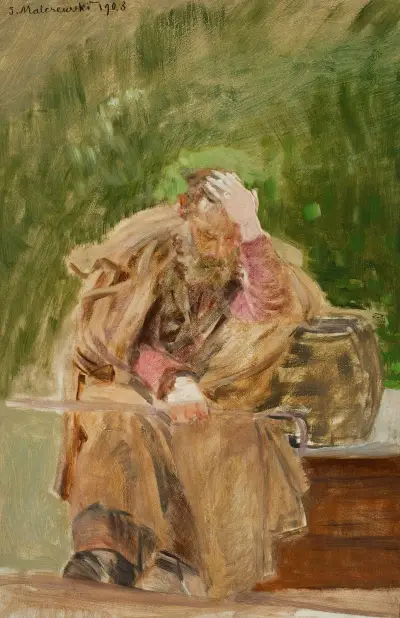Old man at a water well von Jacek Malczewski