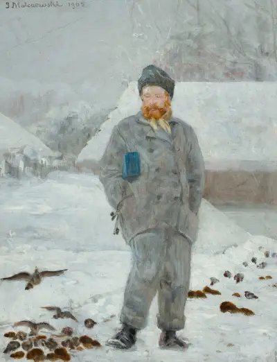Portrait of Adolf Dygasiński with birds von Jacek Malczewski