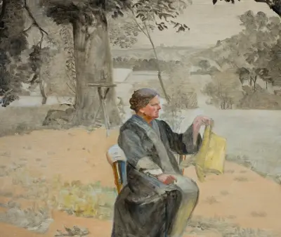 Porträtt av syster Helena i trädgården av Jacek Malczewski