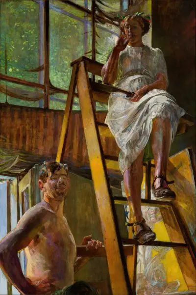 Satyr and a Model von Jacek Malczewski