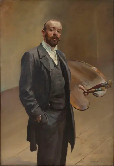Self-portrait with palette von Jacek Malczewski