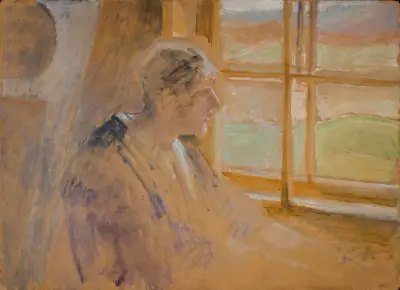 Sketch of a woman in the window von Jacek Malczewski