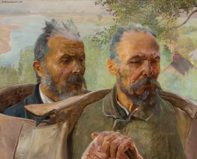Two heads of old men von Jacek Malczewski