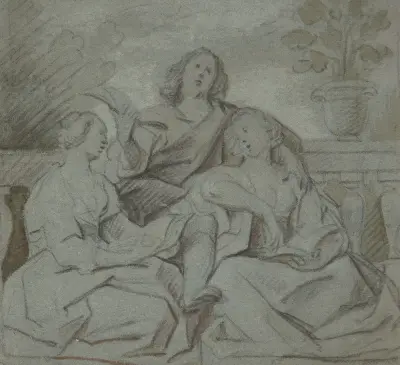 En ung man och två flickor som sjunger av Jacob Jordaens