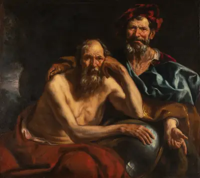 Demokritos och Herakleitos av Jacob Jordaens