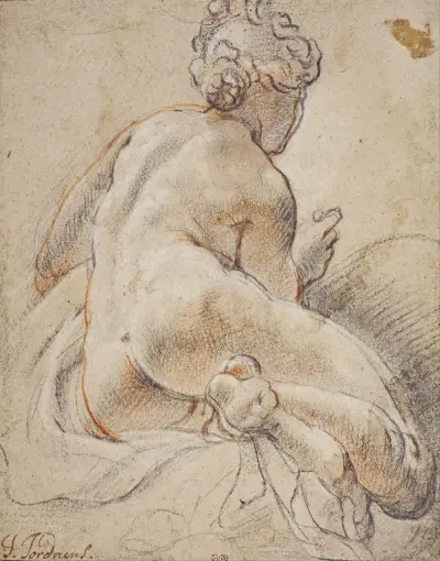 Kvinnlig nakenstudie, sedd bakifrån av Jacob Jordaens