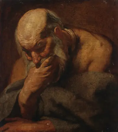 Huvud av en skäggig man, möjligen en apostel av Jacob Jordaens