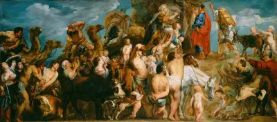 Mose slår vatten ur klippan av Jacob Jordaens
