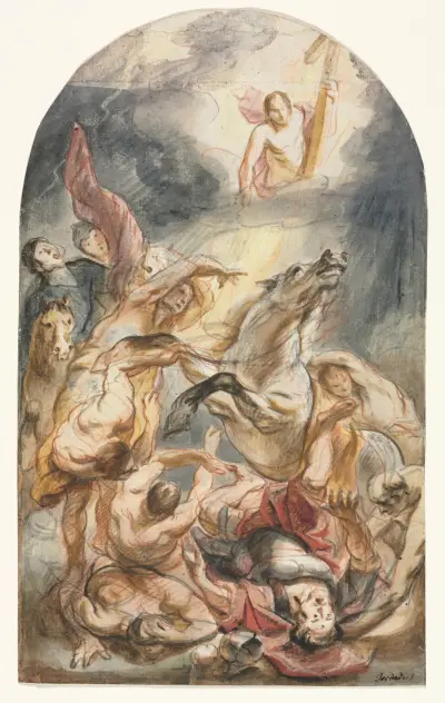 Sauls omvändelse med Kristus och korset av Jacob Jordaens