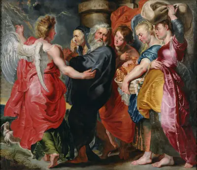 Lots flykt med sin familj från Sodom av Jacob Jordaens