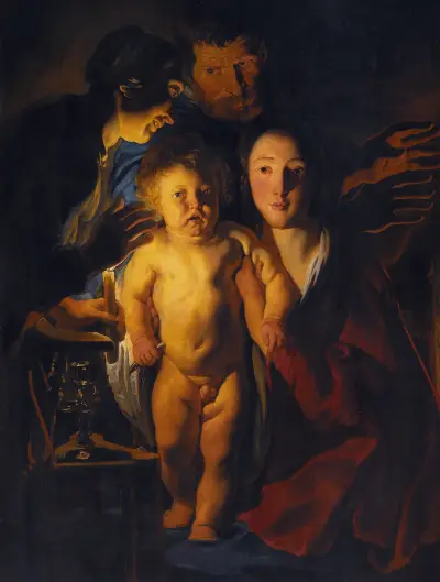 Den heliga familjen vid levande ljus av Jacob Jordaens