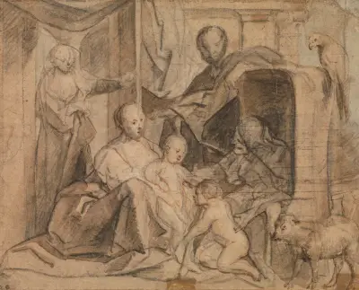 Den heliga familjen med den heliga Elisabet och lille Johannes av Jacob Jordaens
