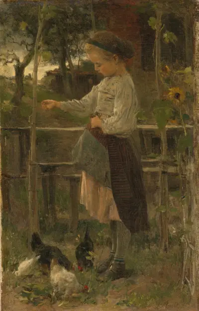 Feeding Chickens av Jacob Maris