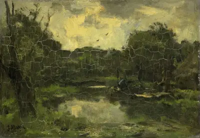 Landskap med pråm av Jacob Maris