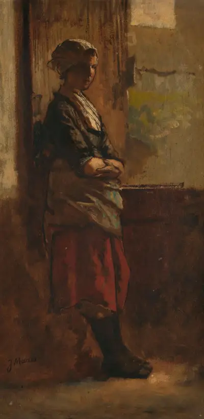 Meisje bij een deuropening. av Jacob Maris