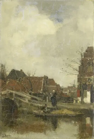 Gammal stadsdel vid vattnet av Jacob Maris