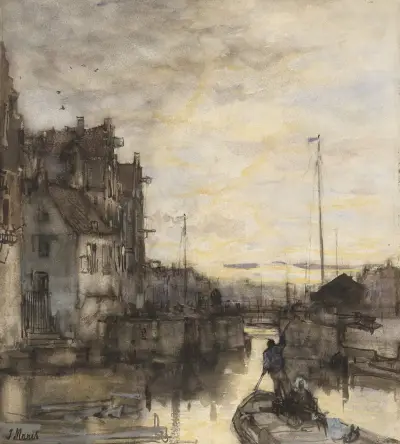Stadsgezicht bij avond av Jacob Maris