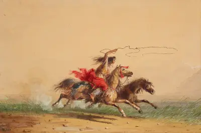 Lassoing Wild Horses av Alfred Jacob Miller