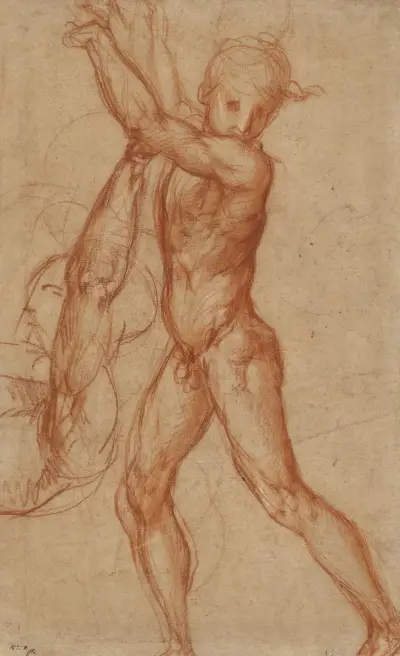 Study of a Nude Boy, Partial Figure Study av Pontormo (Jacopo Carucci)