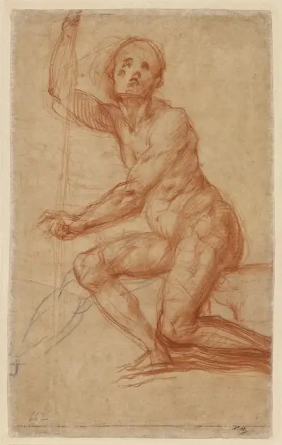Study of a Seated Man av Pontormo (Jacopo Carucci)