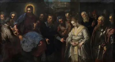 Kristus och äktenskapsbryterskan av Jacopo Tintoretto