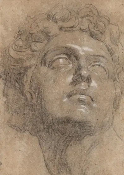 Giuliano de' Medicis huvud, efter Michelangelo av Jacopo Tintoretto