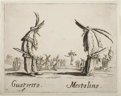 Guatsetto and Mestolino av Jacques Callot