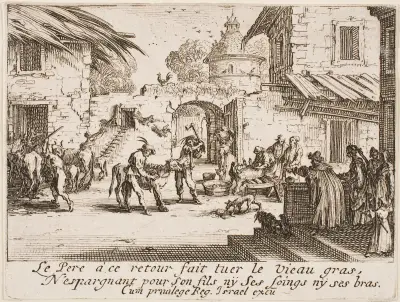 Slakten av den gödda kalven av Jacques Callot
