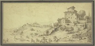 Landskap med hjortjakt av Jacques Callot
