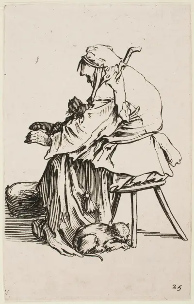 Old Lady with Cats von Jacques Callot