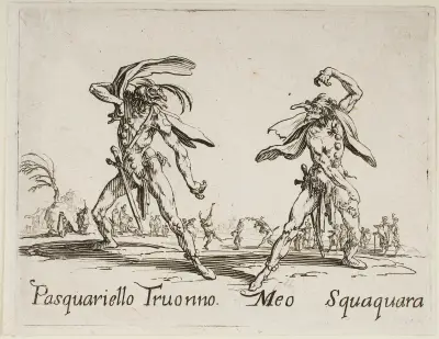 Pasquariello Truonno and Meo Squaquara av Jacques Callot