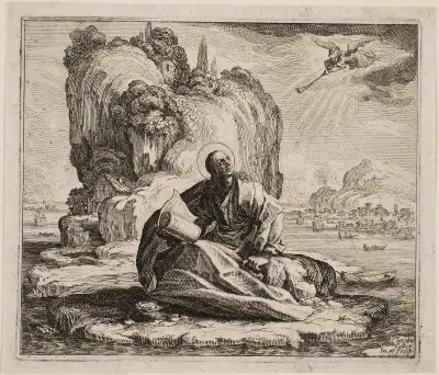 Saint John on the Island of Patmos von Jacques Callot