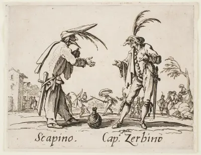Scapino and Cap. Zerbino av Jacques Callot