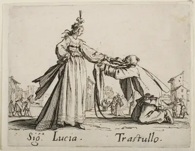 Signa Lucia och Trastulo av Jacques Callot