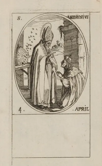 S:t Ambrosius. 4 april av Jacques Callot