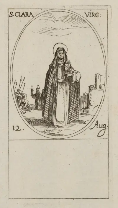 S:t Clara, jungfru. 12 augusti av Jacques Callot