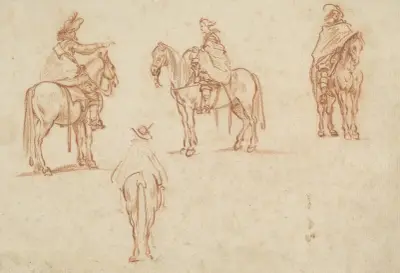 Studie av fyra ryttare av Jacques Callot
