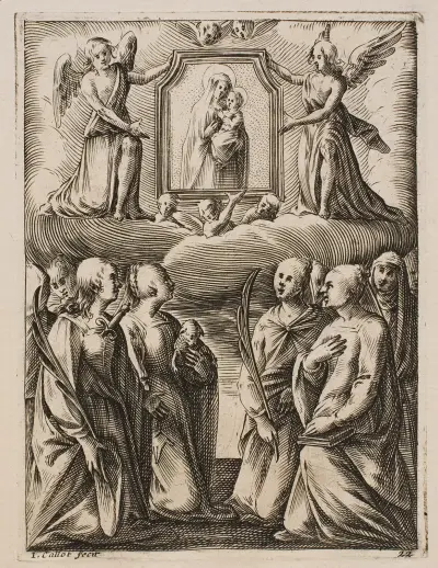 Tillbedjan av Jungfrun och Barnet av Jacques Callot