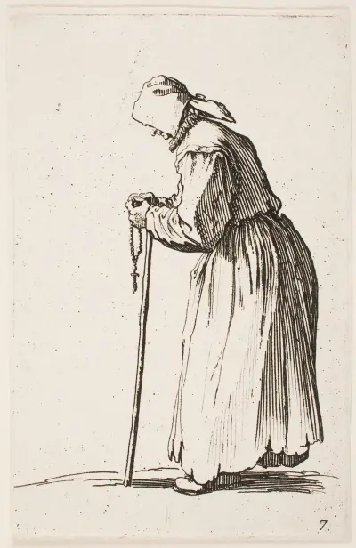 Tiggaren med rosenkrans av Jacques Callot
