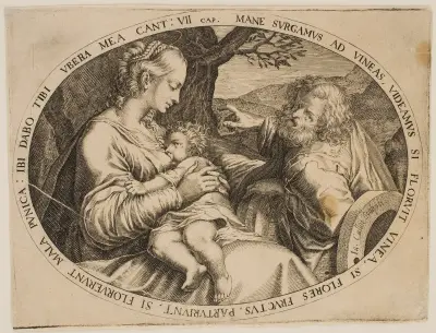 Den heliga familjen på vila av Jacques Callot
