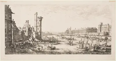 De stora vyerna av Paris; Vy över Louvren av Jacques Callot