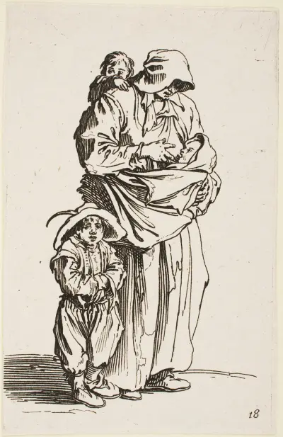 The Mother and her Three Children av Jacques Callot