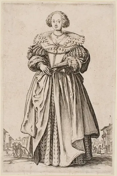 Lorrains adel – Dam med solfjäder av Jacques Callot